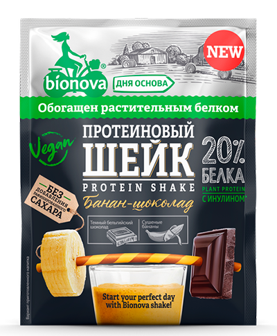 Протеиновый шейк Bionova® с бананом и шоколадом (vegan protein)