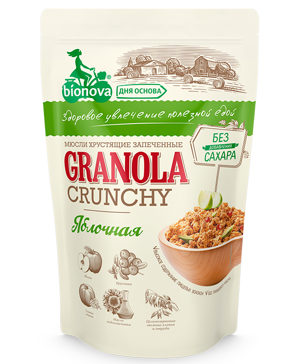 Гранола (Мюсли) Bionova® без сахара Яблочная 400г