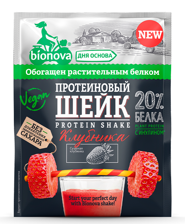 Протеиновый шейк Bionova® с клубникой (vegan protein)