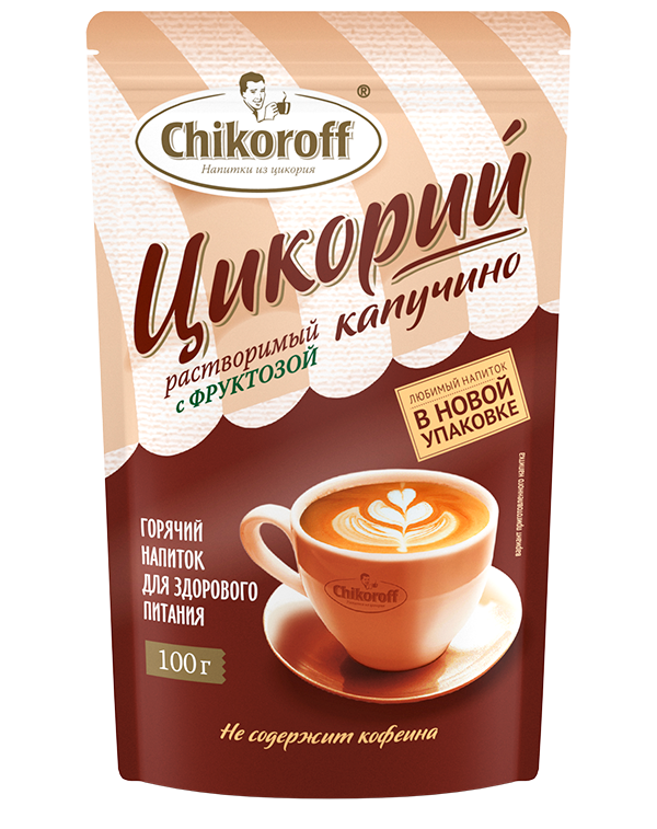 Цикорий капучино с фруктозой Chikoroff® 100г (doy pack)