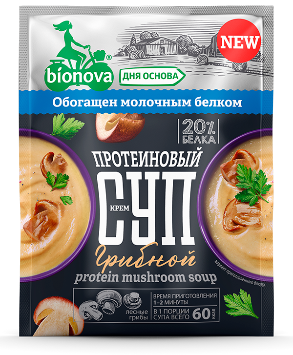 Протеиновый грибной крем-суп Bionova® (milk protein) 20г